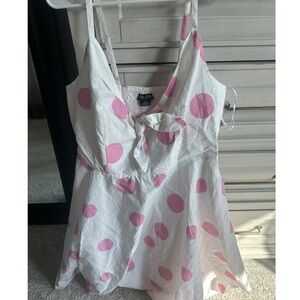 Chi Chi London White Cami with Pink Polka Dots and Front Tie